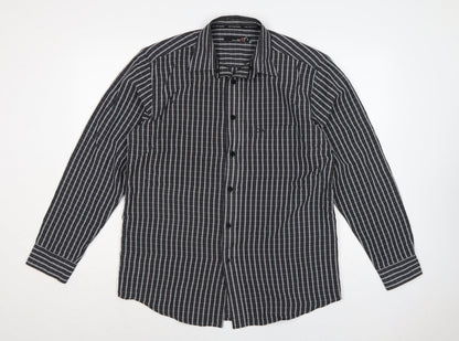 Colin Montgomerie Men's Black Grey Check Long Sleeve Shirt M