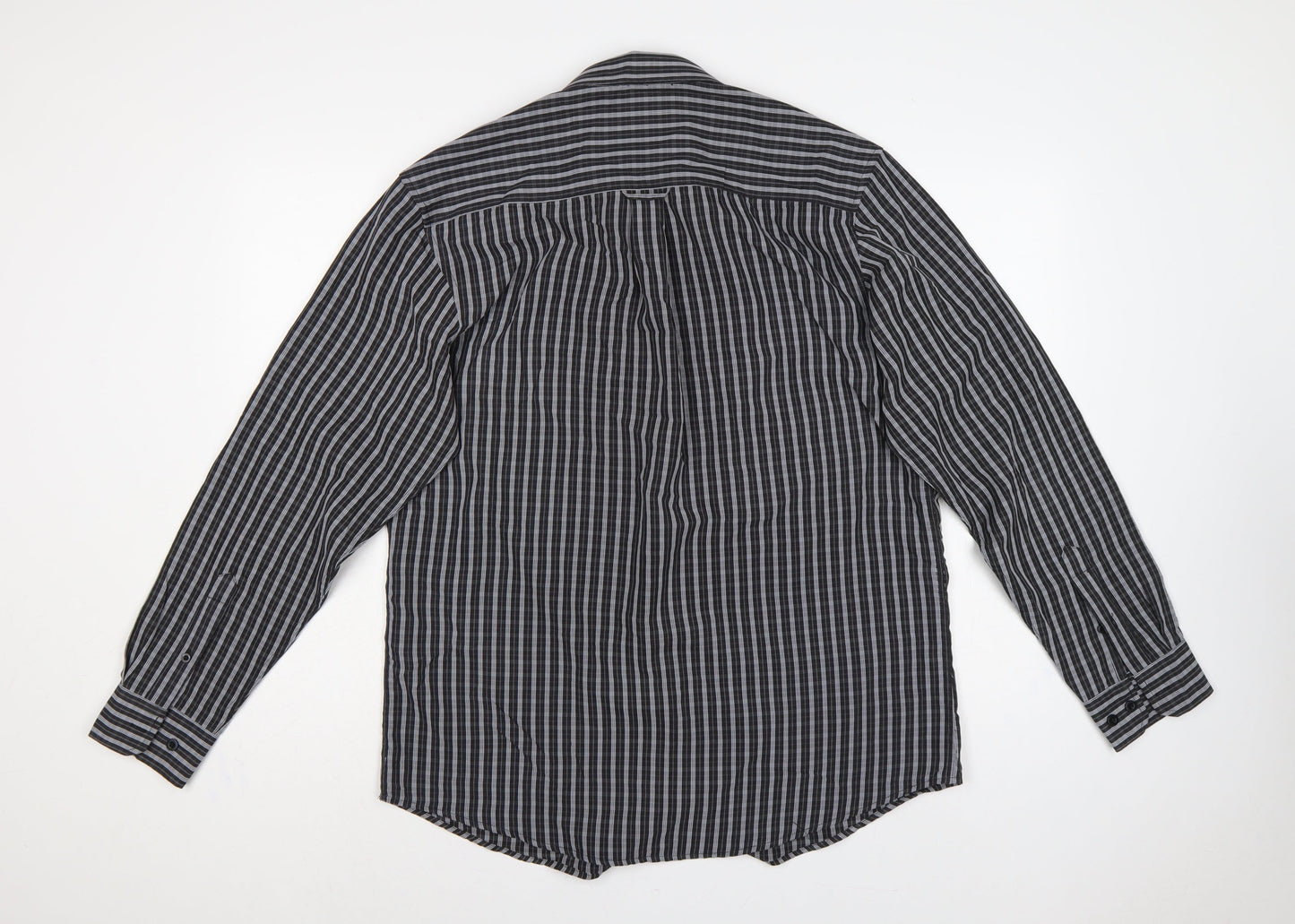 Colin Montgomerie Men's Black Grey Check Long Sleeve Shirt M