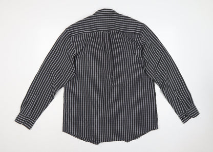 Colin Montgomerie Men's Black Grey Check Long Sleeve Shirt M