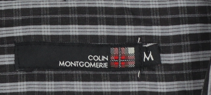 Colin Montgomerie Men's Black Grey Check Long Sleeve Shirt M