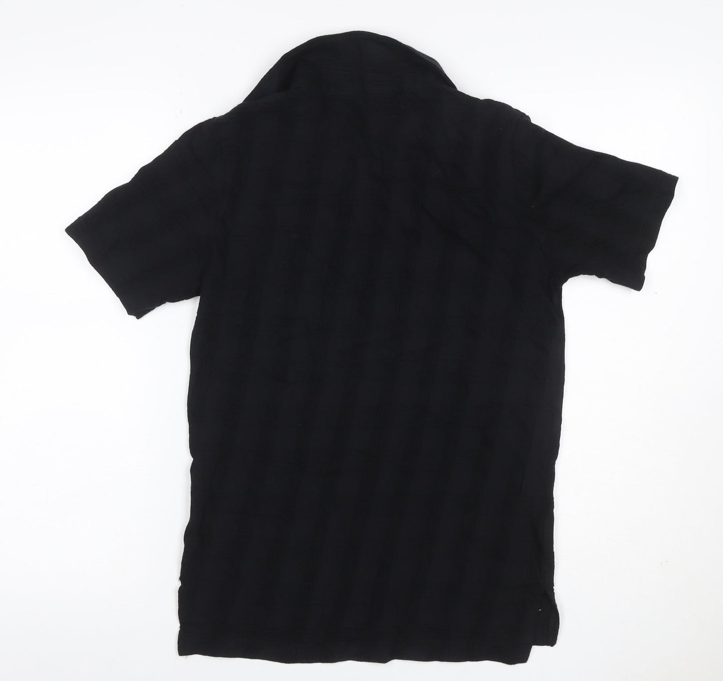 Farah Men's Black Size S Textured Check Short Sleeve Cotton Polo Shirt