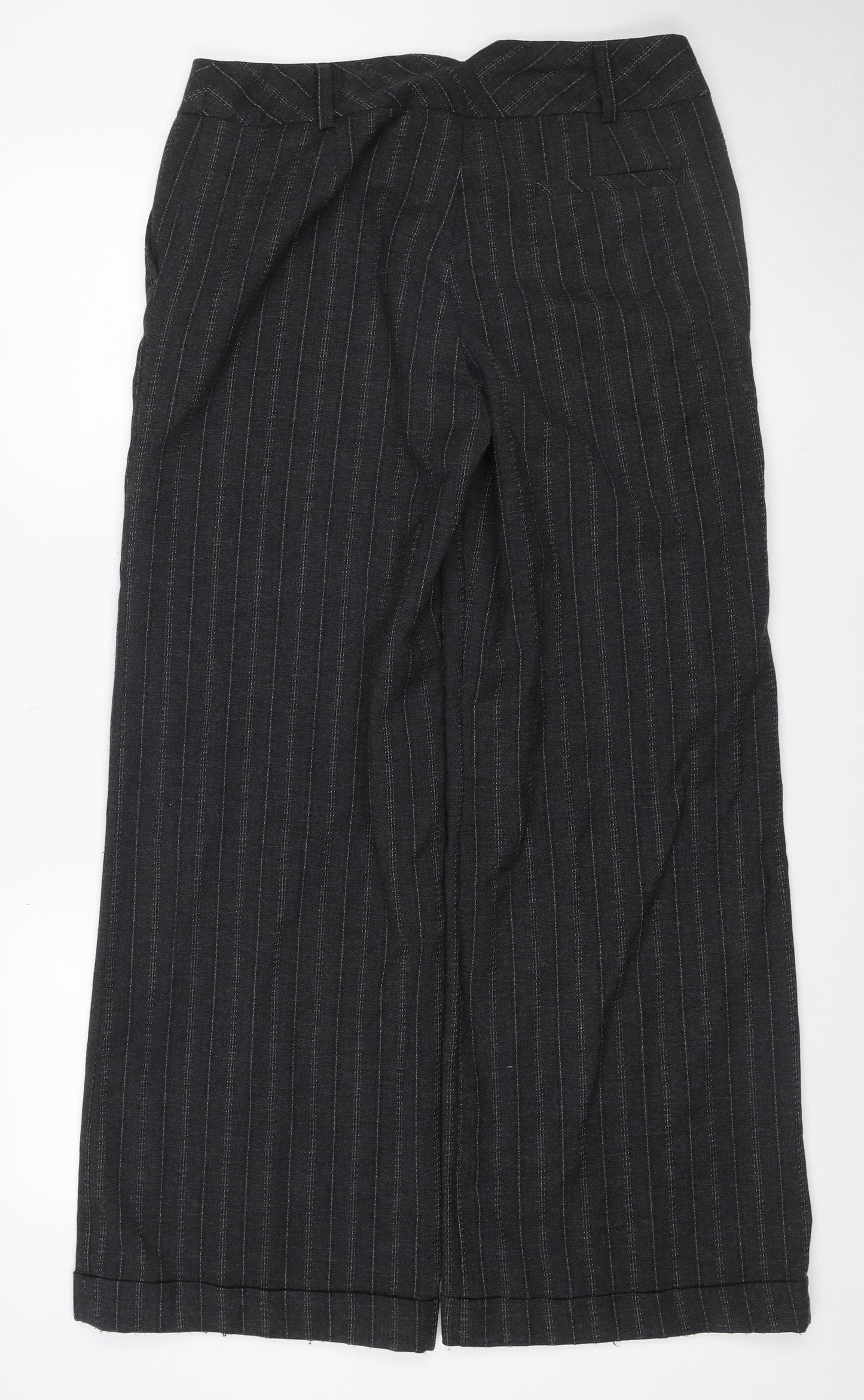 Next Women’s Black Pinstripe Wool Blend Tailored Trousers UK 12 Regular