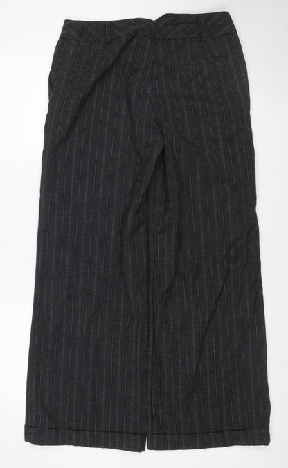 Next Women’s Black Pinstripe Wool Blend Tailored Trousers UK 12 Regular