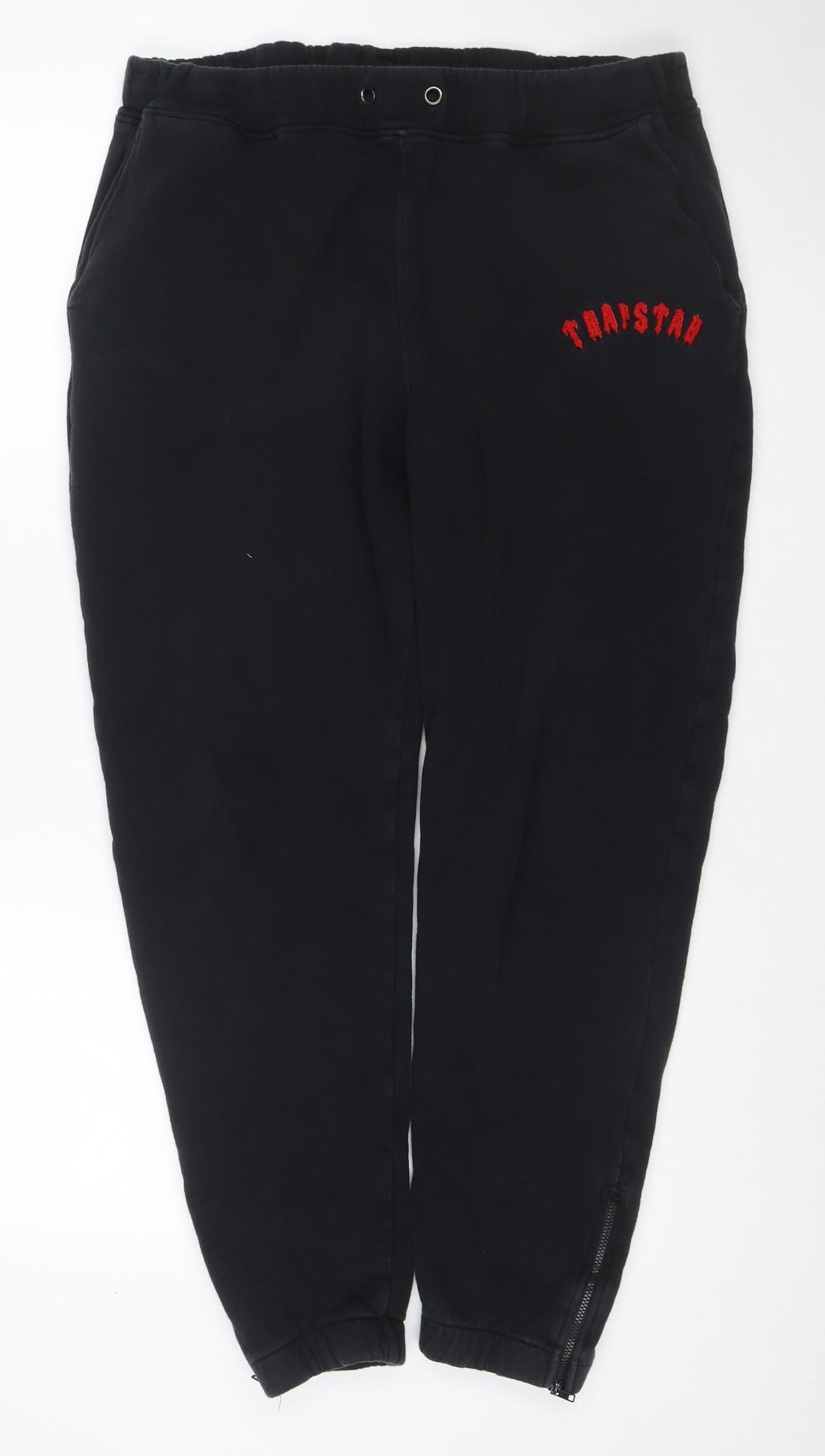 Trapstar Mens Black 2XL Jogger Sweatpants Fleece Logo Zip Pocket
