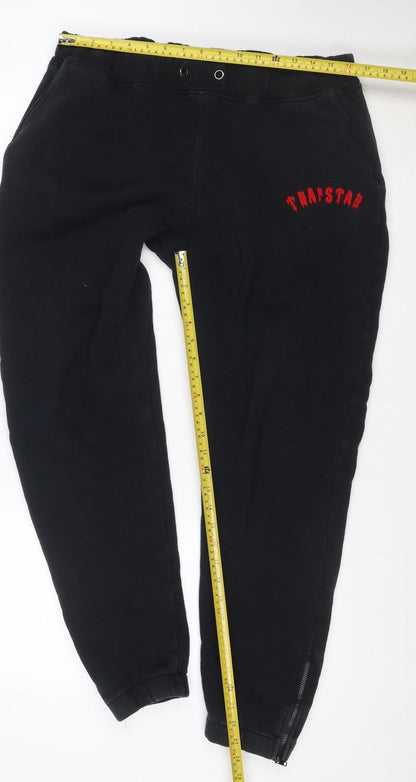 Trapstar Mens Black 2XL Jogger Sweatpants Fleece Logo Zip Pocket