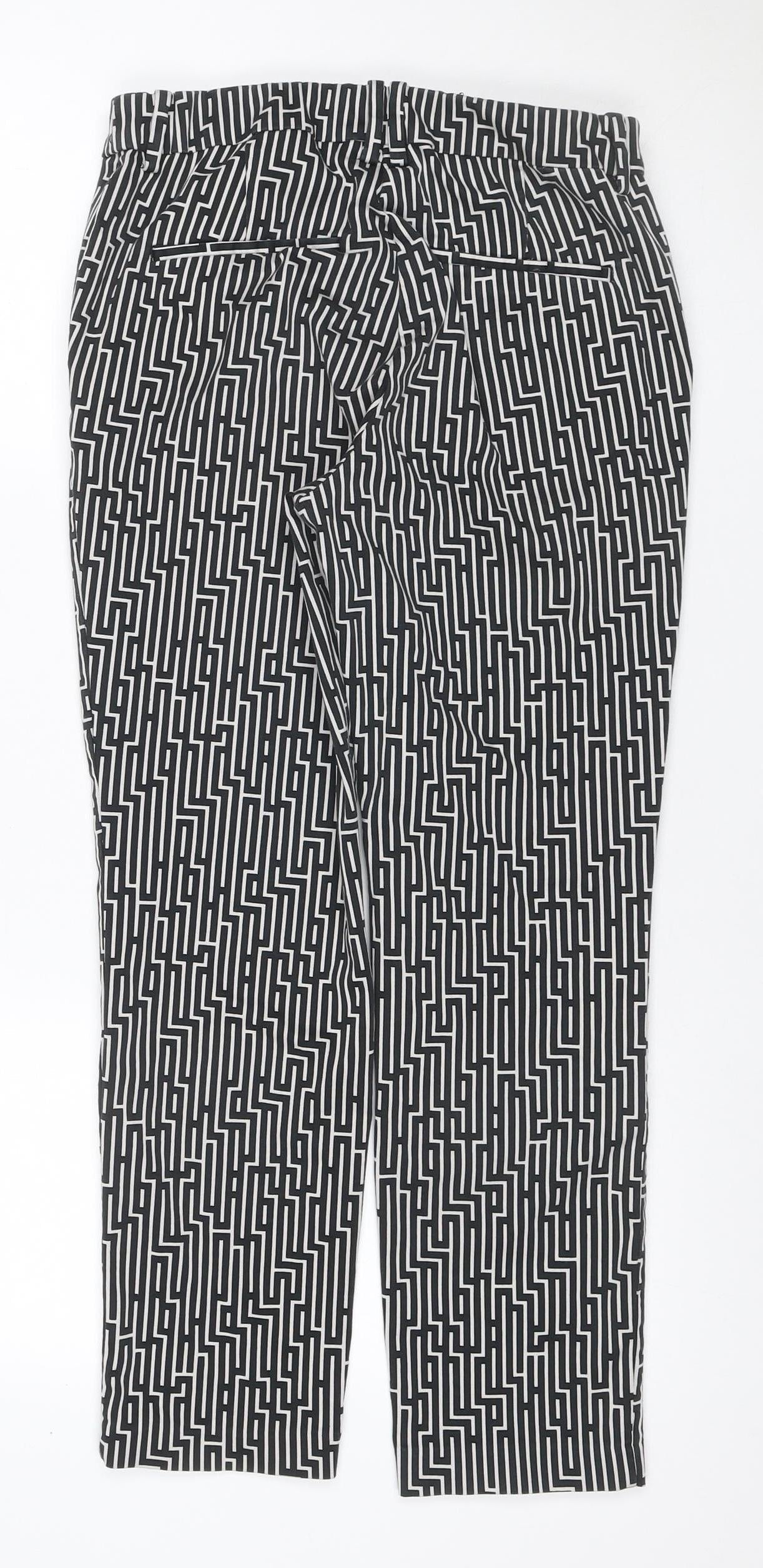 GP & J Baker x H&M Women’s Black White Geometric Tapered Trousers UK 12