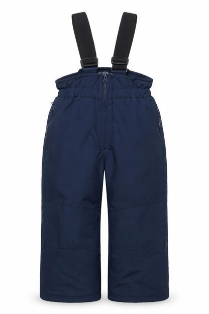 Front view of Blanc de Blanc boys’ blue 5 years snow pants ski bib braces nylon