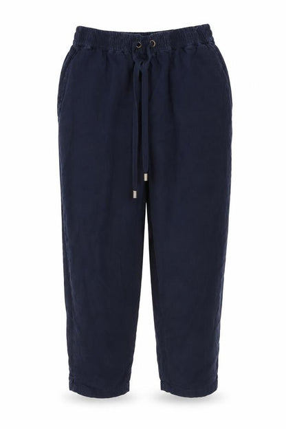 FatFace Women’s Blue Petite UK 6 Linen Blend Cropped Wide Leg Trousers