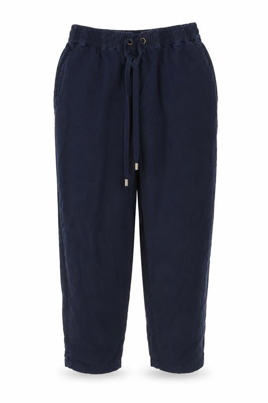 Fat Face Women’s Blue Petite UK 6 Linen Blend Cropped Wide Leg Trousers