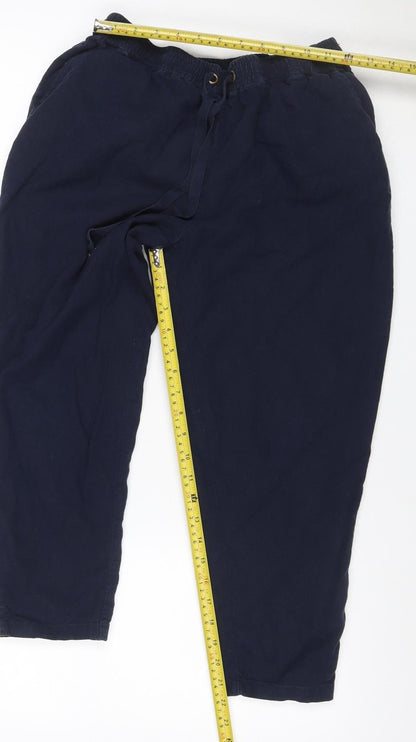 Fat Face Women’s Blue Petite UK 6 Linen Blend Cropped Wide Leg Trousers