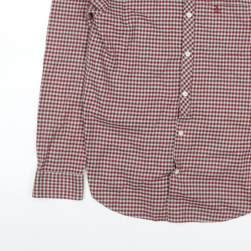 Original Penguin Men’s Red Check Button-Down Shirt M Long Sleeve