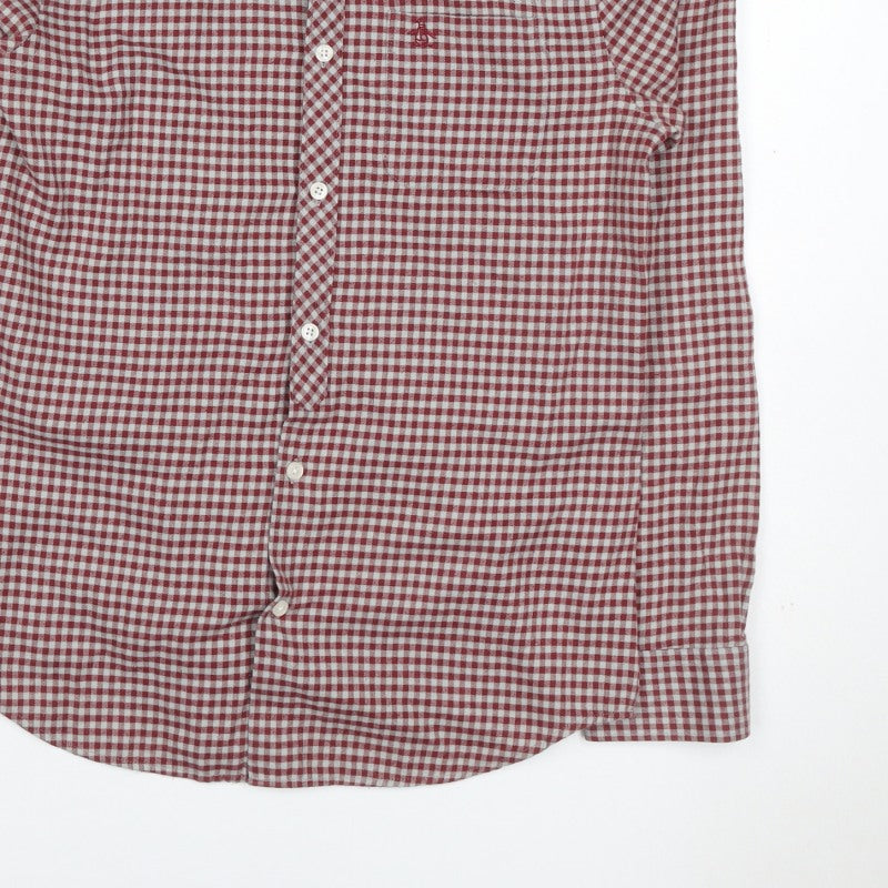 Original Penguin Men’s Red Check Button-Down Shirt M Long Sleeve