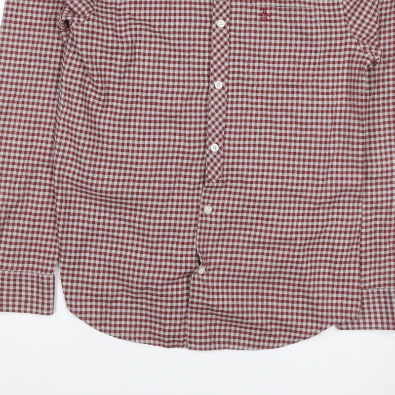 Original Penguin Men’s Red Check Button-Down Shirt M Long Sleeve