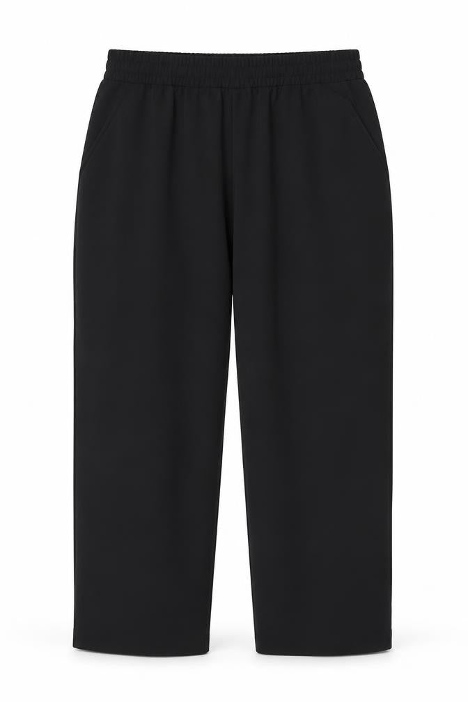 Marks and Spencer Women Black UK 12 Short Tapered Elastic Waist Trousers