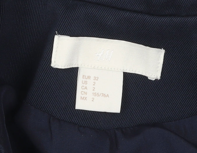 H&M Women’s Navy Military Jacket UK 4 Cotton Gold Snap Buttons