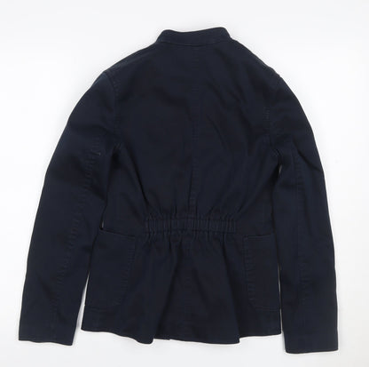 H&M Women’s Navy Military Jacket UK 4 Cotton Gold Snap Buttons