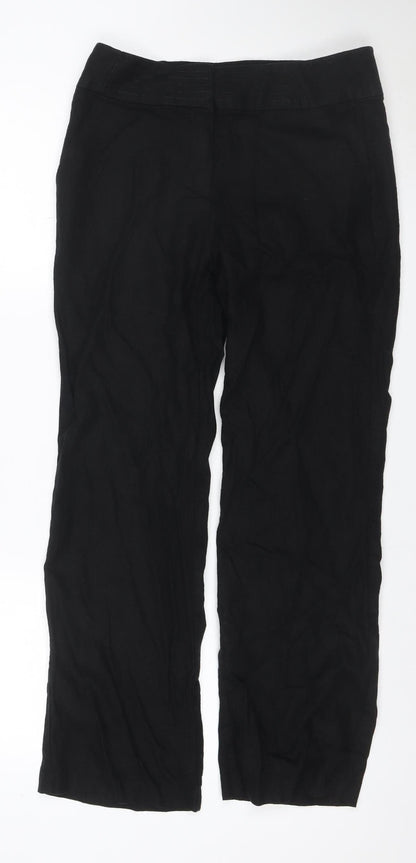 M&S Womens Black Size 10 Stretch Jersey Straight Leg Trousers