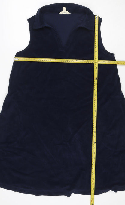 Seasalt Cornwall Women Blue UK 14 Fit & Flare Velvet Knee Dress Bow