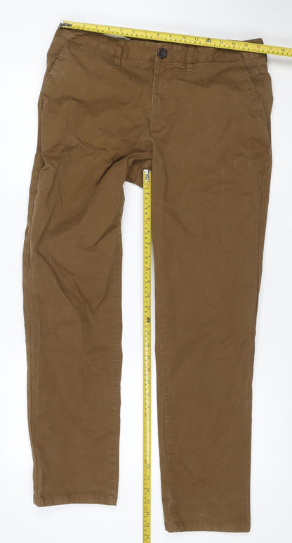 Racing Green Men’s Brown 34R Straight Fit Cotton Chino Trousers