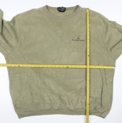 Antigua Men's Green XL Fairwinds Embroidered Crew Neck Fleece Sweatshirt