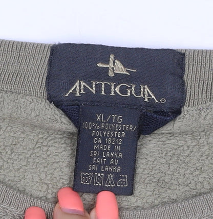 Antigua Men's Green XL Fairwinds Embroidered Crew Neck Fleece Sweatshirt