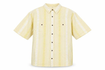 Tommy Hilfiger Men's Yellow XL Floral Short Sleeve Cotton Shirt
