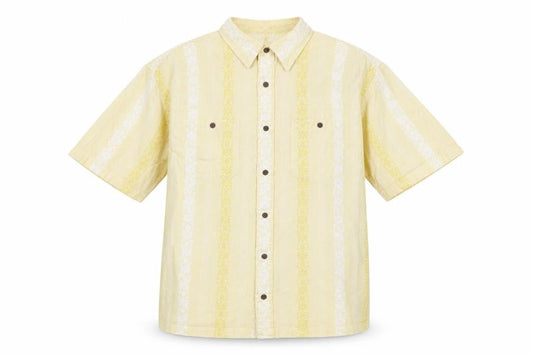 Tommy Hilfiger Men's Yellow XL Floral Short Sleeve Cotton Shirt
