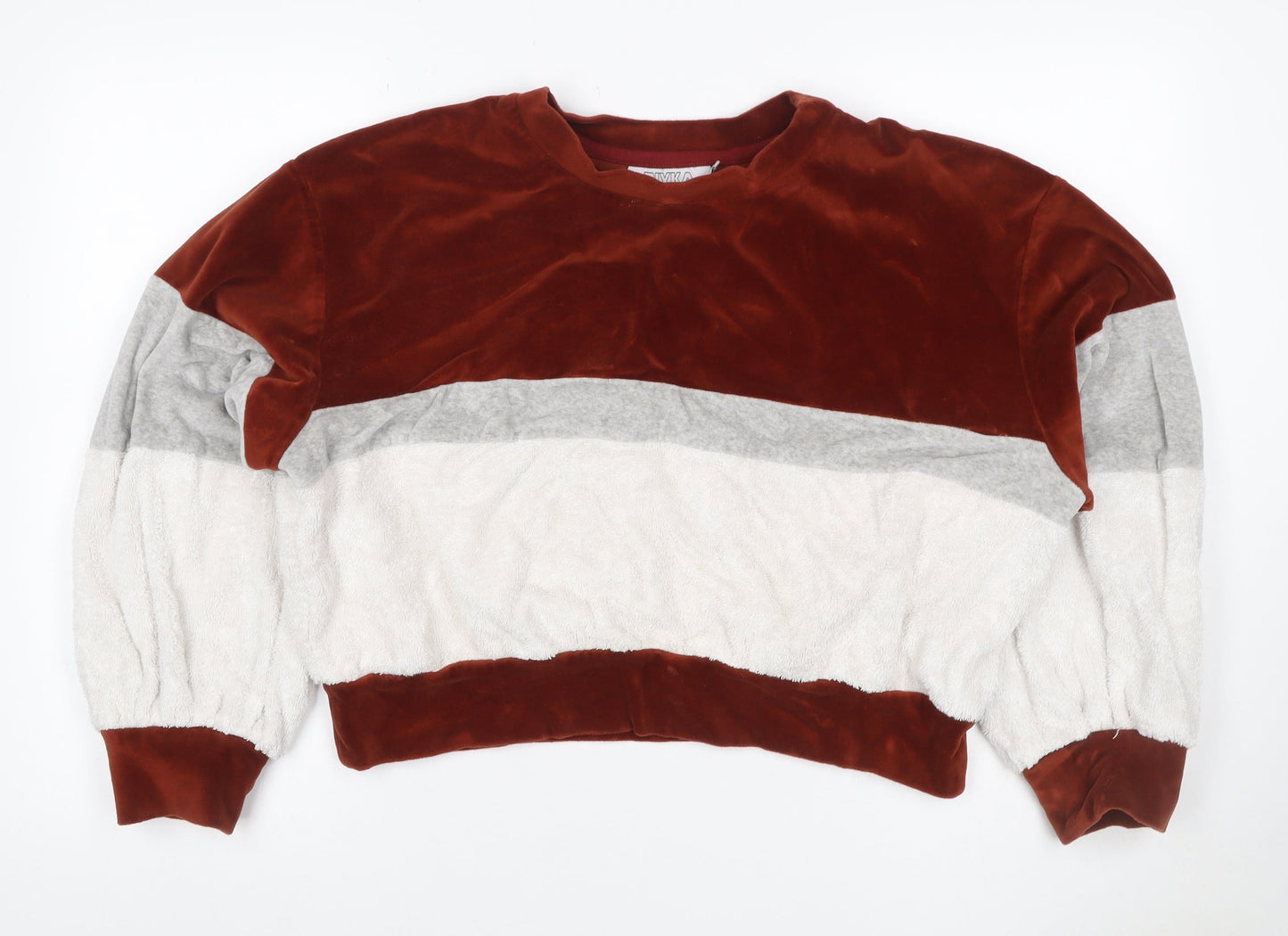BIYKA Women’s Multicoloured L Velour Colourblock Pullover Sweatshirt