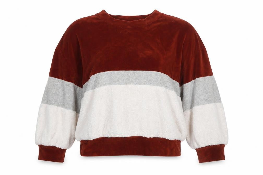 BIYKA Women’s Multicoloured L Velour Colourblock Pullover Sweatshirt