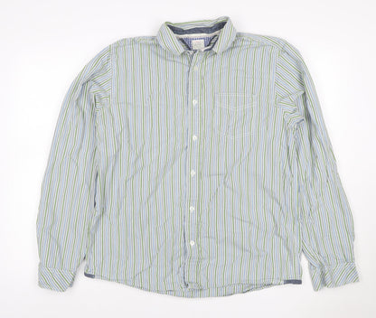 Tessera Men's Multicoloured Stripe Cotton Long Sleeve Shirt L Tailored