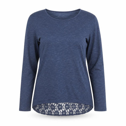 Next Women Blue UK 14 Long Sleeve Round Neck Lace Hem Tunic Jumper