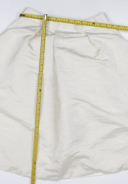 Ted Baker Women Ivory UK 12 A-Line Midi Textured Zip Skirt