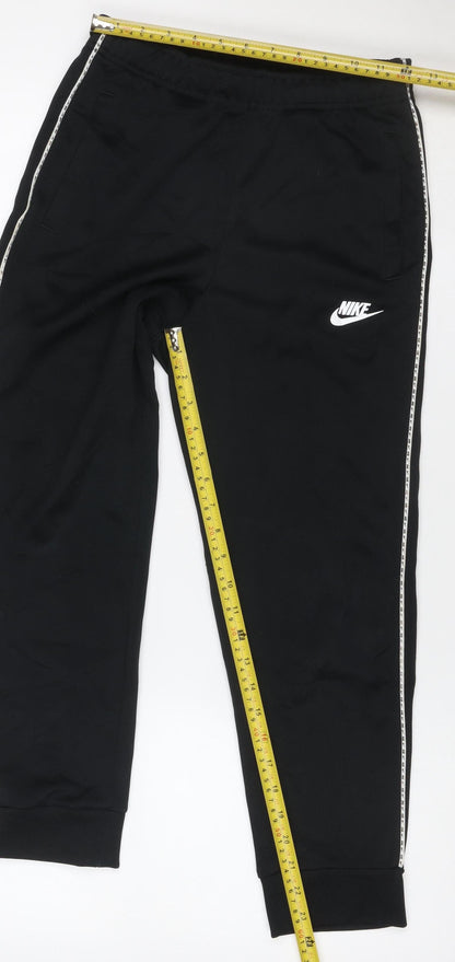 Nike Boys Black 12-13 Years Jogger Track Pants Logo Tape Pockets
