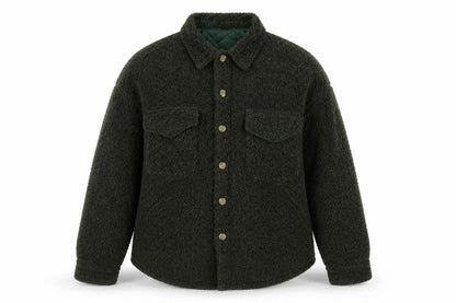 Front view of ASOS DESIGN Women’s Green Teddy Fleece Button Jacket UK 10 Lined