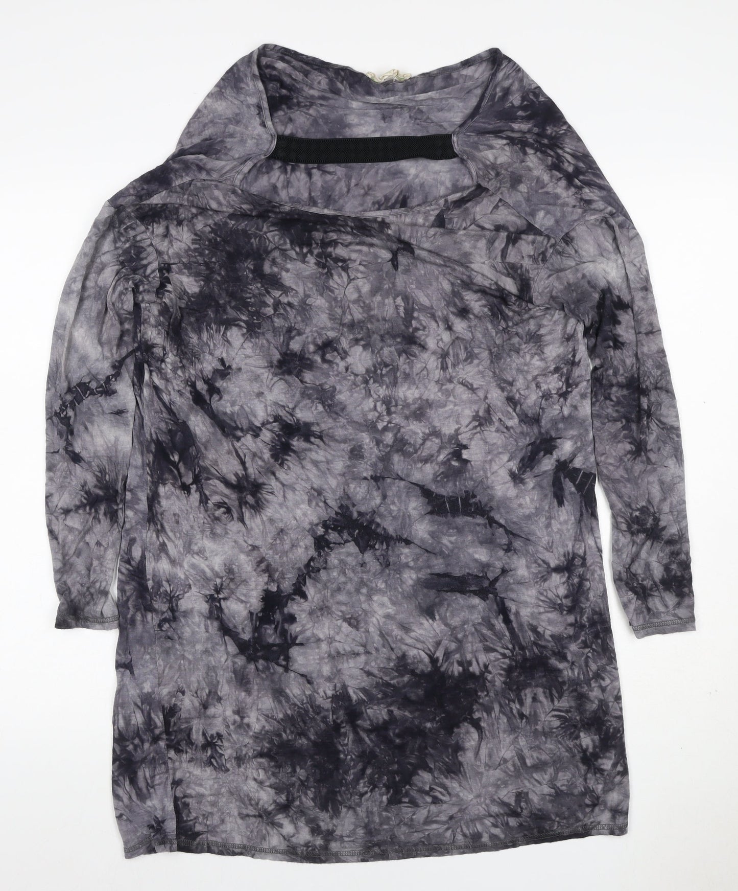 Maggie Sweet Women Grey Tie Dye S Asymmetric Cowl Neck Long Sleeve Dress