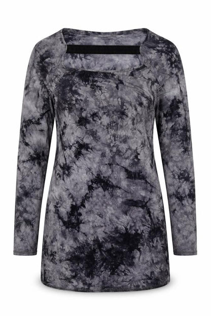Maggie Sweet Women Grey Tie Dye S Asymmetric Cowl Neck Long Sleeve Dress
