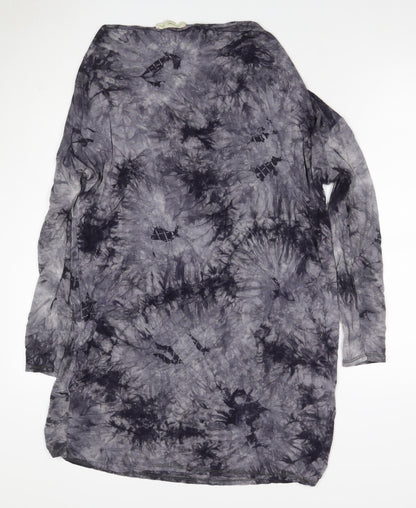 Maggie Sweet Women Grey Tie Dye S Asymmetric Cowl Neck Long Sleeve Dress