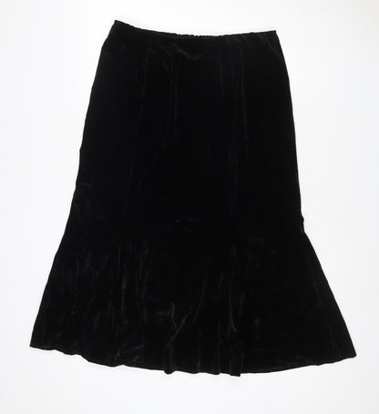 Eastex Women Black UK 14 Asymmetric Velvet Pencil Skirt Stretch