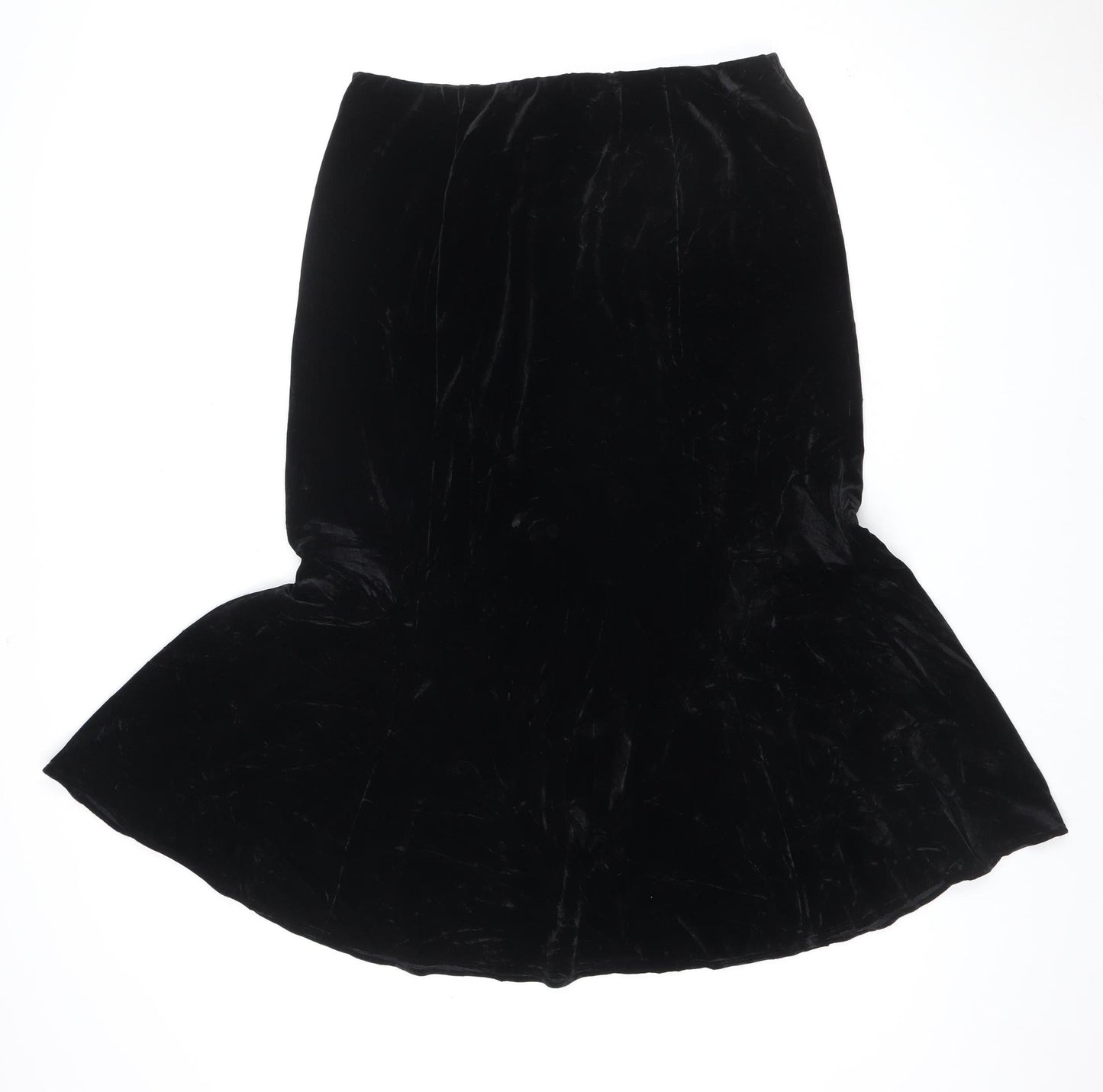 Eastex Women Black UK 14 Asymmetric Velvet Pencil Skirt Stretch