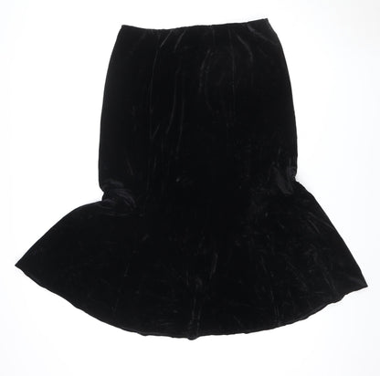 Eastex Women Black UK 14 Asymmetric Velvet Pencil Skirt Stretch