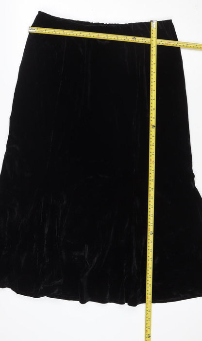 Eastex Women Black UK 14 Asymmetric Velvet Pencil Skirt Stretch