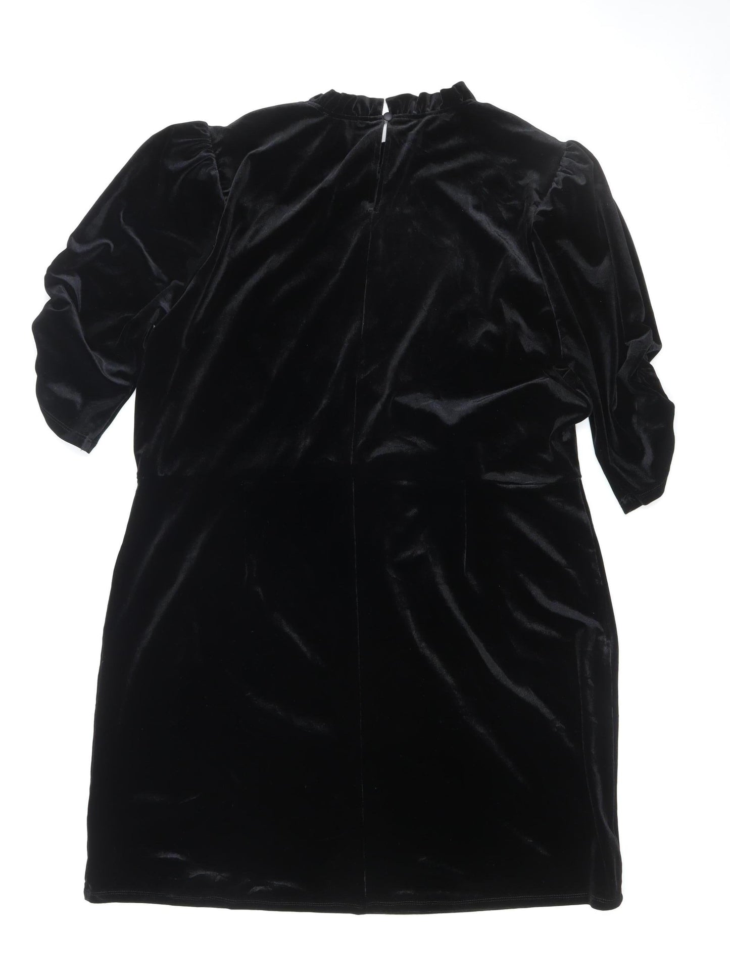 Women’s Black Velvet UK 22 Bodycon Puff Sleeve Party Dress