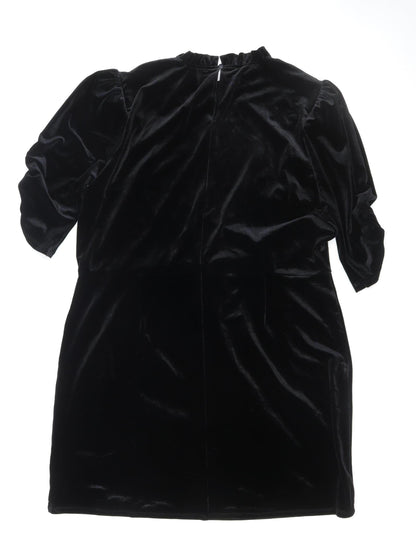 Women’s Black Velvet UK 22 Bodycon Puff Sleeve Party Dress