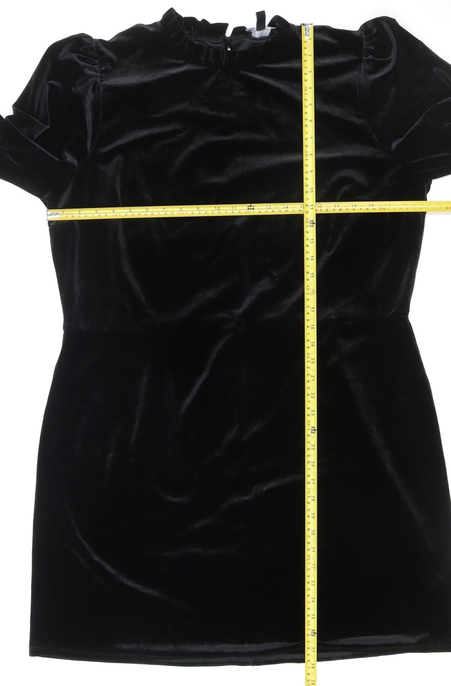 Women’s Black Velvet UK 22 Bodycon Puff Sleeve Party Dress
