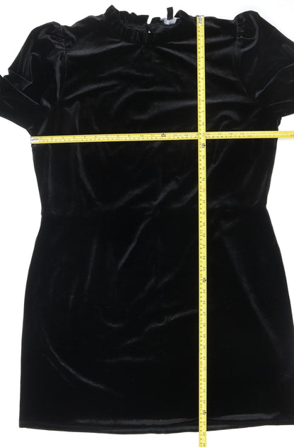 Women’s Black Velvet UK 22 Bodycon Puff Sleeve Party Dress