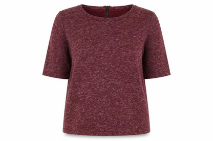 Topshop Women's Red UK 8 Basic Jersey 3/4 Sleeve Zip Back T-Shirt