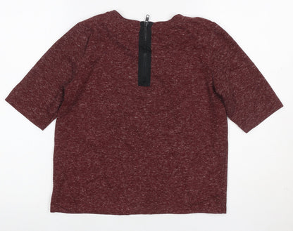 Topshop Women's Red UK 8 Basic Jersey 3/4 Sleeve Zip Back T-Shirt