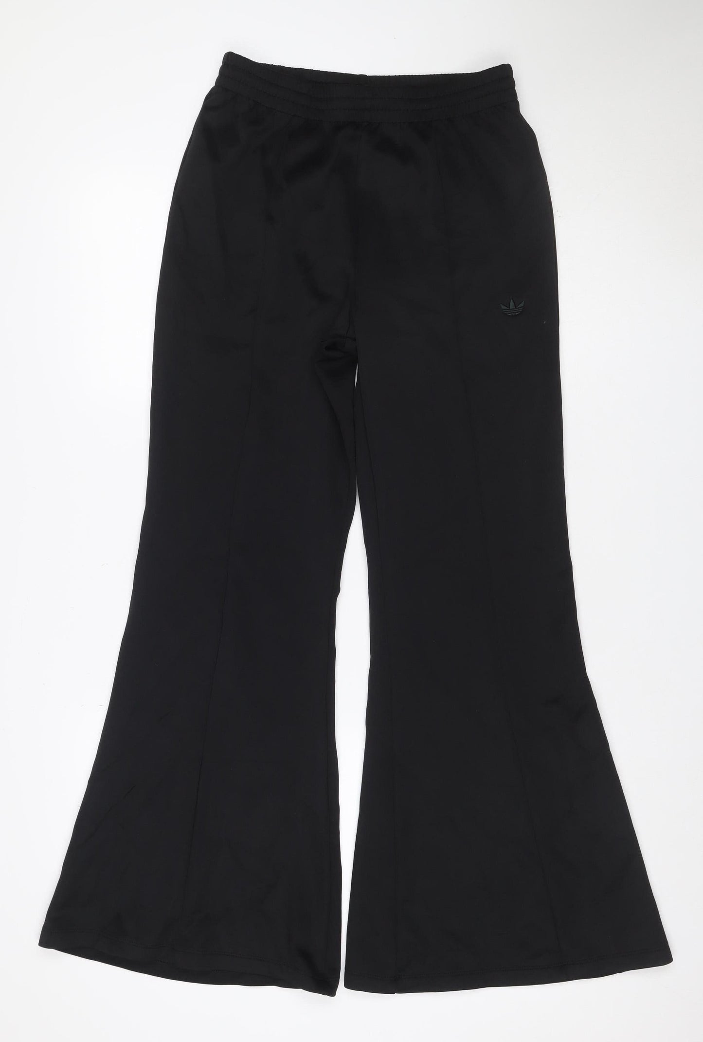 adidas Women Black S Flared Track Pants Stretch Athleisure