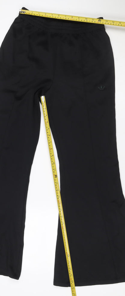 adidas Women Black S Flared Track Pants Stretch Athleisure