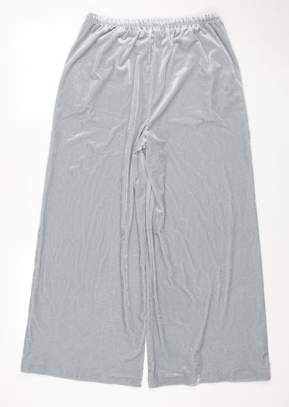 Marks and Spencer Women's Grey UK 12 Short Velvet Wide-Leg Trousers